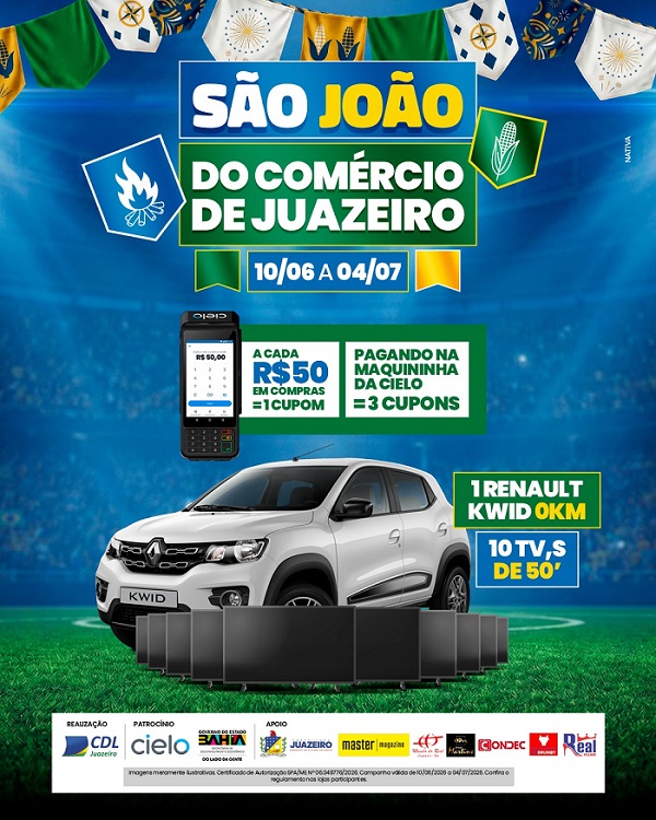 São João do Comércio promovido pela CDL Juazeiro segue movimentando a cidade com sorteio de um carro zero e 10 TVs!
