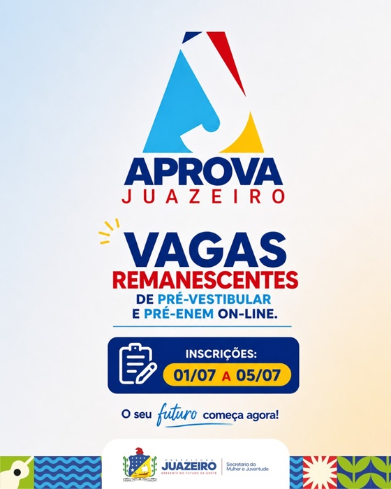 Prefeitura de Juazeiro abre inscrições para vagas remanescentes do Aprova Juazeiro on-line
