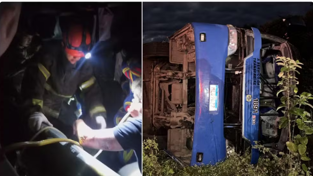 Onibus capotou na madrugada desta segunda-feira (15) na CE-187 e deixa 7 mortes