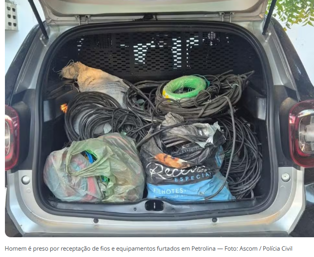 Homem é preso em flagrante por receptação de fios e equipamentos furtados em Petrolina