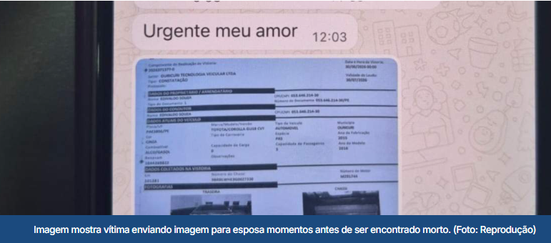 Empresário enviou áudios para esposa dentro de porta-malas antes de ser encontrado morto no Exu