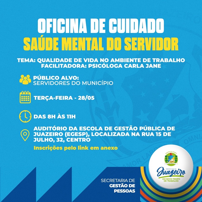 Prefeitura de Juazeiro lançará curso que visa acompanhar saúde mental do servidor