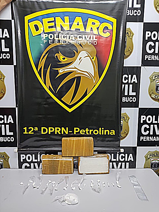 Investigação da 12ª Denarc resulta em prisão em flagrante e apreensão de 3 kg de cocaína em Petrolina-PE
