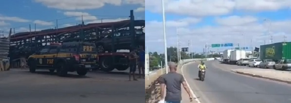 Caminhão-cegonha fica preso na descida da Ponte Presidente Dutra e provoca longo congestionamento entre Petrolina e Juazeiro