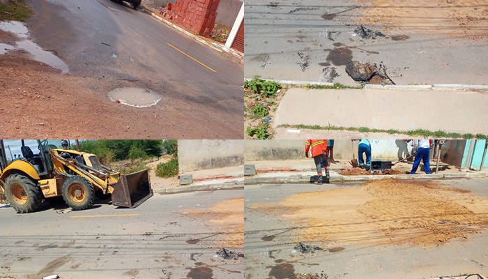 Morador do Novo Encontro critica equipe do SAAE que está destruindo asfalto recém-construído na comunidade