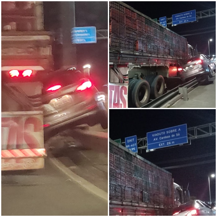 Acidente na saída da Ponte Presidente Dutra envolve dois veículos, nesta noite (20)