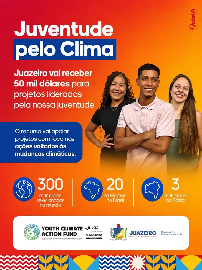 Juazeiro é selecionada para programa internacional e receberá US$ 50 mil dólares para projetos climáticos liderados pela juventude