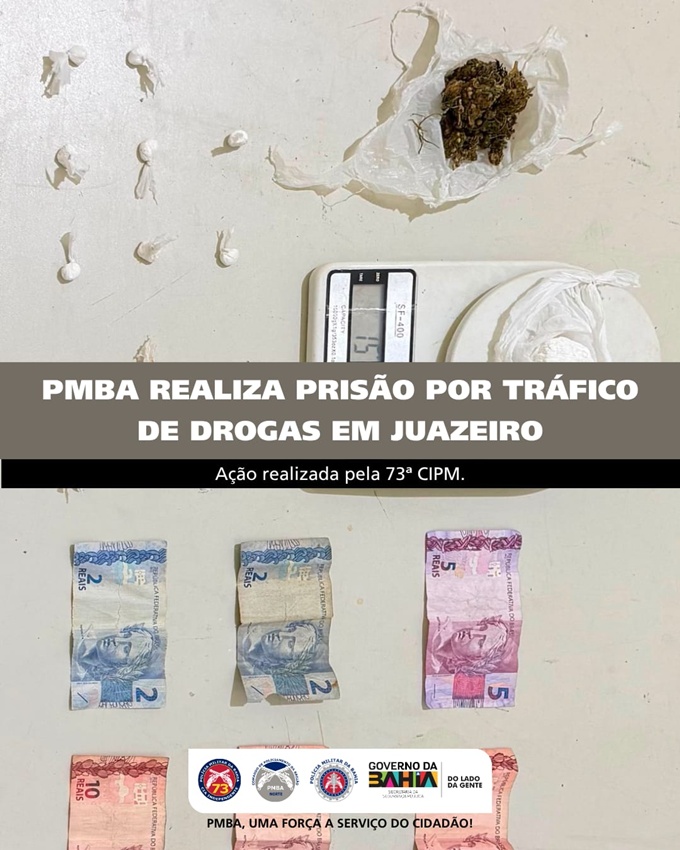 Polícia Militar realiza risão por tráfico de drogas em Juazeiro