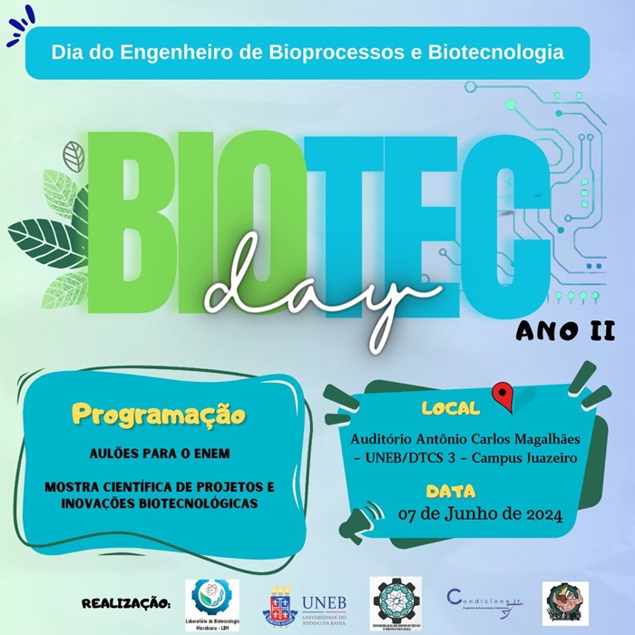 Uneb Juazeiro - Dia do Engenheiro: Bioprocessos e Biotecnologia acontece na sexta-feira (07)