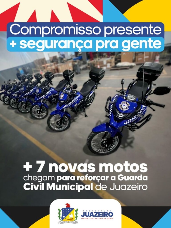 Prefeitura de Juazeiro reforça frota da GCM e reativa o GIRO com entrega de sete novas motocicletas nesta segunda-feira (8)