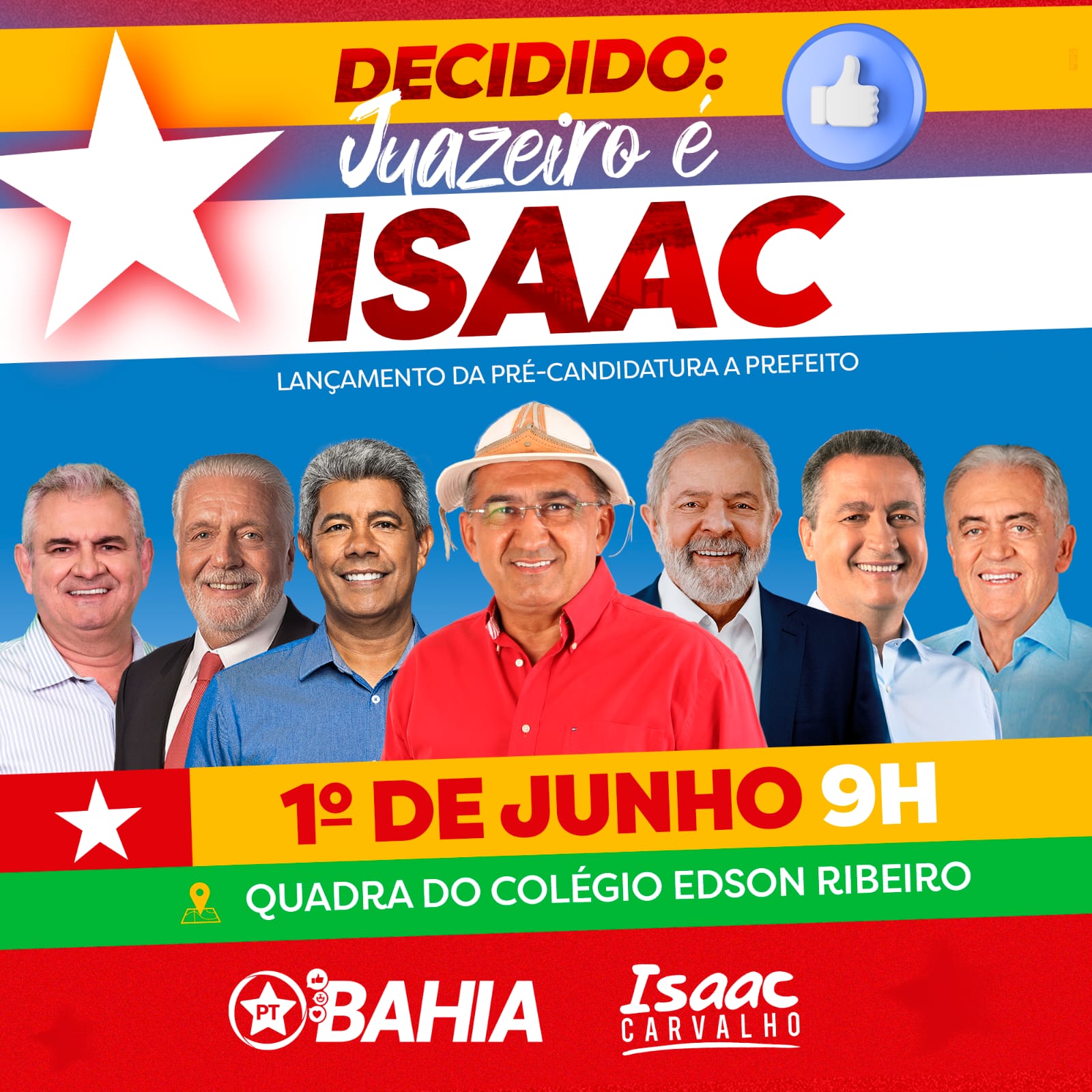 Juazeiro: Pré-candidato Isaac Carvalho mostra confiança e convoca seguidores para ato de homologação de sua pré-candidatura, neste sábado (31)