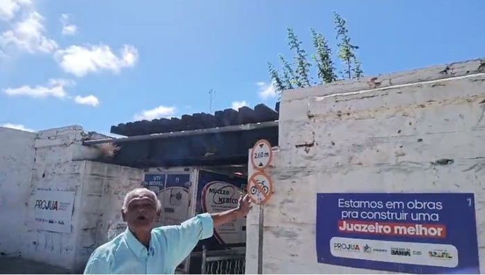 Veículo fica preso em pontilhão em Juazeiro durante gravação do pré-candidato Davi Lima