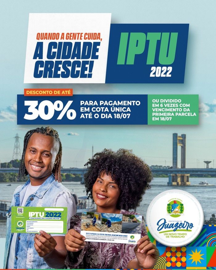 Contribuintes de Juazeiro podem antecipar o pagamento do IPTU 2022