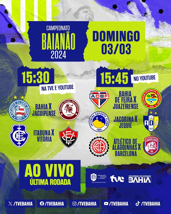 TVE transmite Bahia de Feira e Juazeirense no domingo (3)