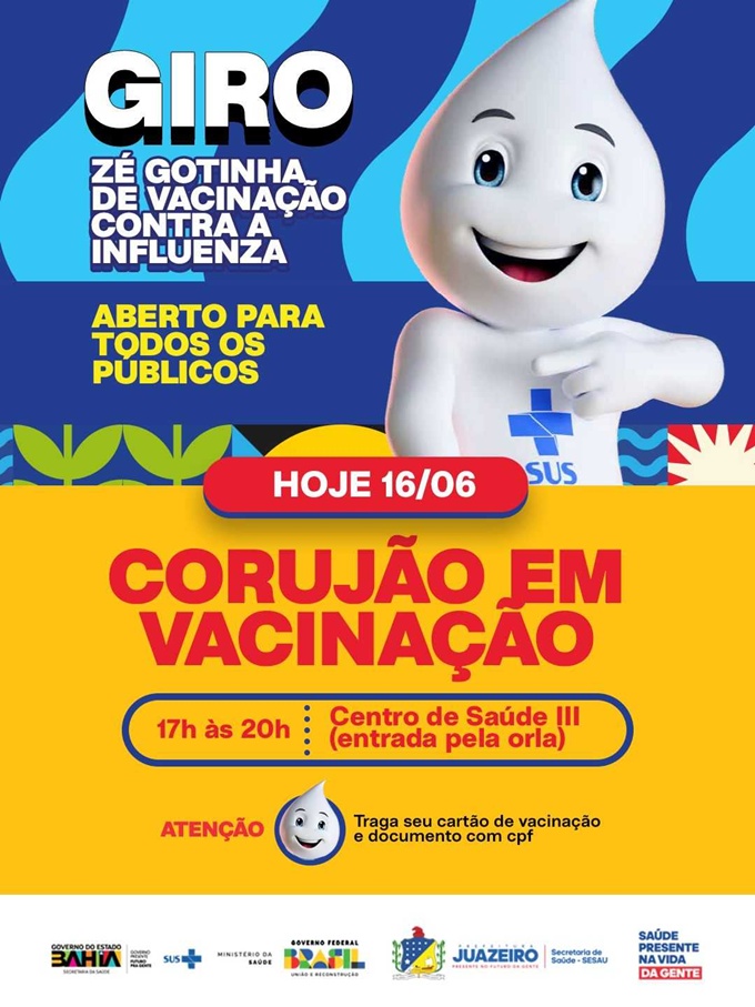  Giro Zé Gotinha leva vacinação itinerante a diferentes pontos de Juazeiro e reforça alerta sobre prazo para imunização contra a influenza