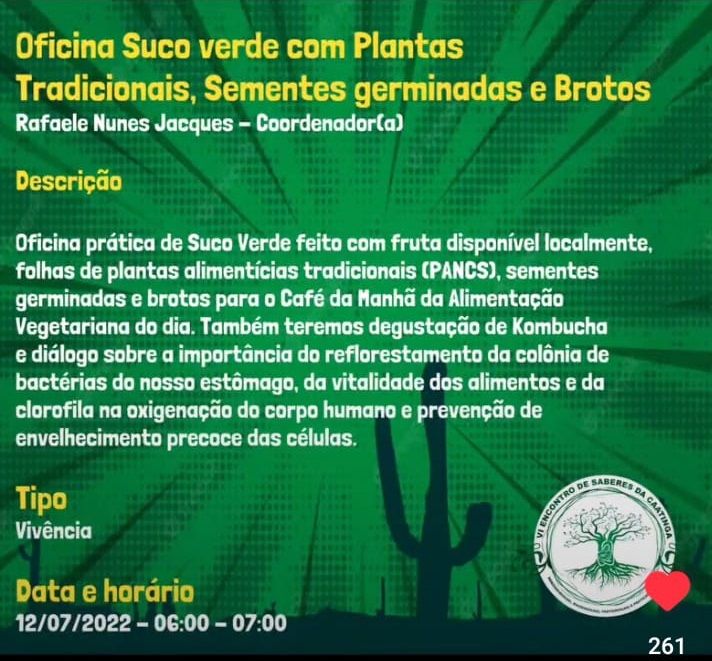  VI Encontro de Saberes da Caatinga e Práticas de Cura da Chapada do Araripe será realizado entre os dias 11 a 17 de julho em Exu