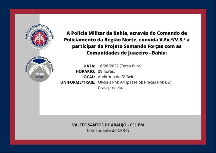 Polícia Militar: Projeto Somando Forças com as Comunidades será lançado na terça-feira (16)